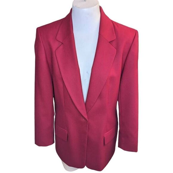 Pendleton Red Blazer Vintage Women's Size 6‎ Petite 100% Virgin Wool Career Work - Picture 1 of 14